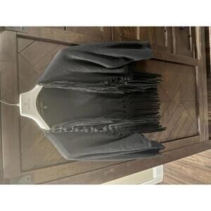 Vintage Black Cynthia Steffe Women's Fringe Cardigan Sweater Medium